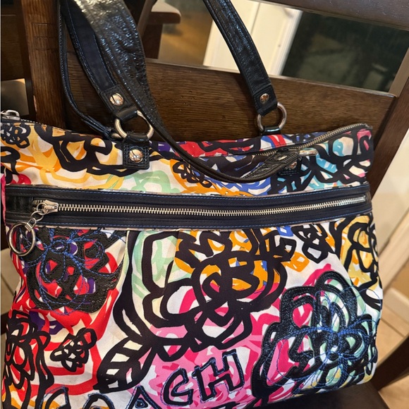 Coach Multicolor Graphic Tote with Black Accents - Picture 1 of 5